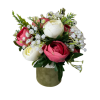 Welurowy flowerbox zgniła zieleń z bukietem peonii